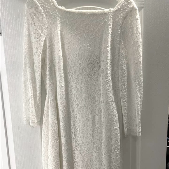 Adrianna Papell White Lace Dress Fitted White Lace Dress Adrianna Papell  Size 14